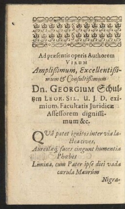 Ad praesentis operis Authorem Virum...