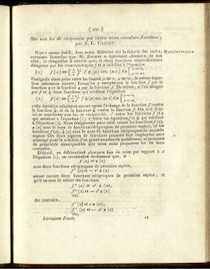 Sur une loi de réciprocité qui existe entre certaines fonctions