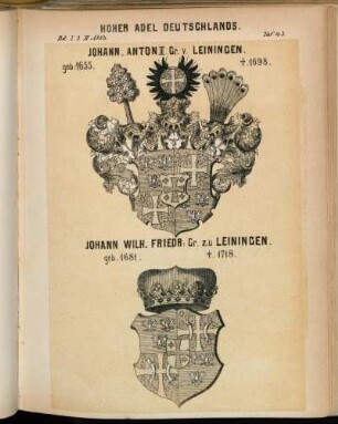 Taf. 43. Johann, Anton III. Gr. v. Leiningen. - Johann Wilh. Friedr: Gr. zu Leiningen.