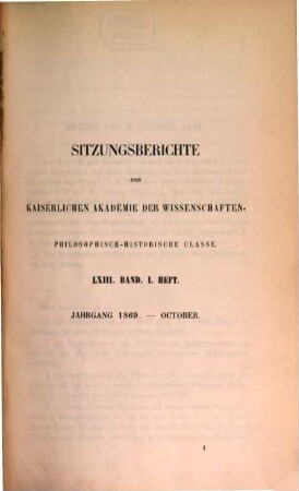 Sitzungsberichte. 63. 1869