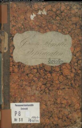 Zivilstandsregister der Dissidenten des Kreisgerichts Dorsten für Eisenheim/Osterfeld, heute Oberhausen (G 1861, 1864, 1866, 1870, 1874) (Gemeinde: Dorsten, Kreis Recklinghausen)