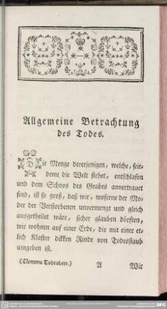 Allgemeine Betrachtung des Todes