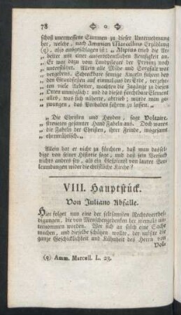 VIII. Hauptstück. Von Julians Abfalle