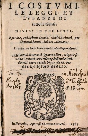 Gli costumi, le leggi et l'usanze di tutte le genti