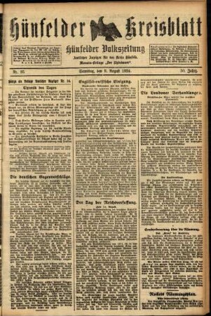 Ausgabe vom Samstag, den 09. August 1924.