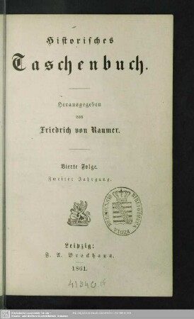 4.F.2.1861: Historisches Taschenbuch
