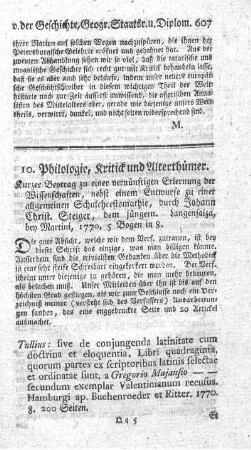 10. Philologie, Kritick und Alterthümer.