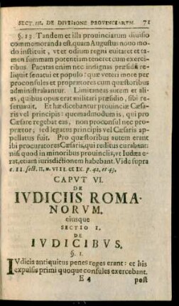 Caput VI. De Iudiciis Romanorum.