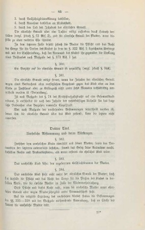 Dritter Titel. Uneheliche Abstammung und deren Wirkungen