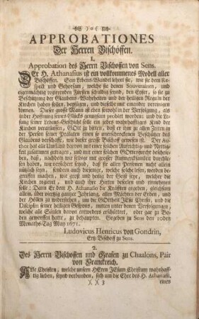 Approbationes der Herren Bischöffen.