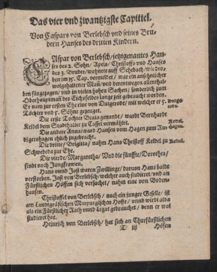 Das vier und zwantzigste Capittel. Von Caspars von Berlebsch und seines Brudern Hanses des dritten Kindern.