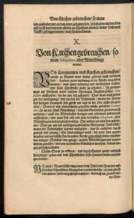 X. Von Kirchengebreuchen/ so man Adiaphora, oder Mitteldinge nennet.