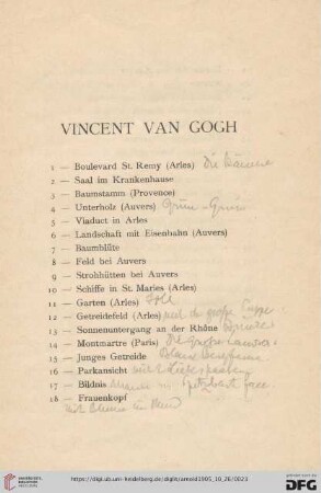 Vincent van Gogh (Nr.1-50)