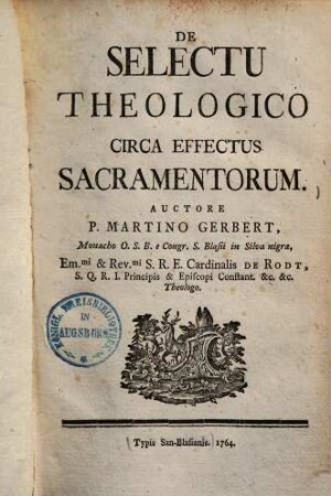 De selectu theologico circa effectus sacramentorum