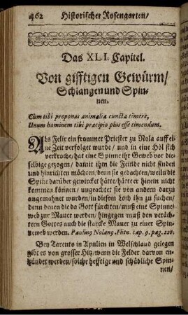 Das XLI. Capitel. Von giftigen Gewürm/ Schlangen und Spinnen