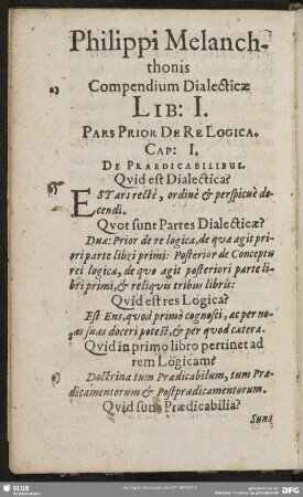 Philippi Melanchthonis Compendium Dialecticae