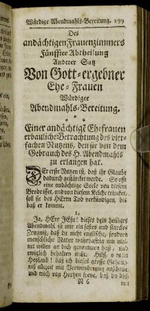 ...Anderer Satz von Gott-ergebner Ehe-Frauen Würdiger Abendmahls-Bereitung.