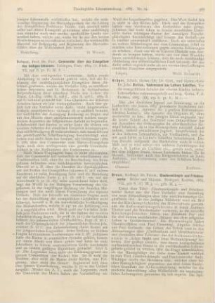 585-586 [Rezension] Schanz, Paul, Commentar über das Evangelium des heiligen Johannes