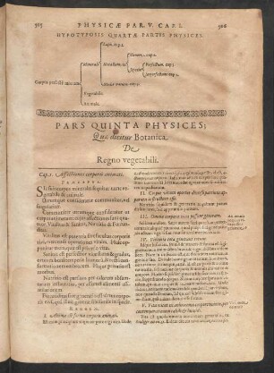 Pars Quinta Physices; Quae dicitur Botanica De Regno vegetabili.
