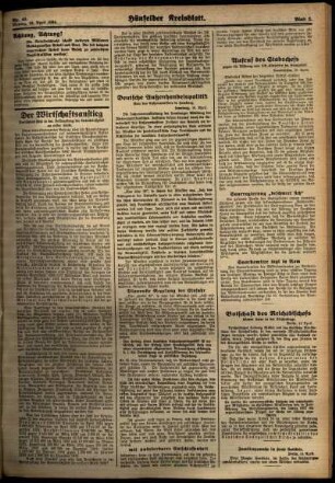 Zweite Ausgabe vom Montag, den 16. April 1934.