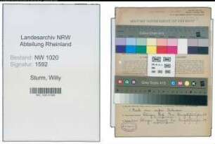 Entnazifizierung Willy Sturm , geb. 02.09.1904 (Schlosser)