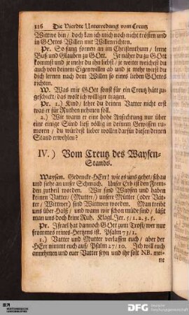 IV.) Vom Creutz des Waysen-Stands.