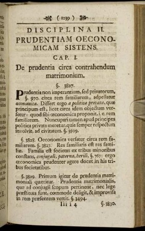 Disciplina II. Prudentiam Oeconmicam Sistens.