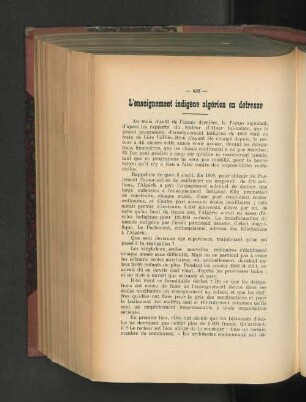 L'enseignement indigène algérien en détresse.