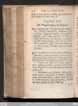 Caput XIV. De Magistratibus & Imperio.