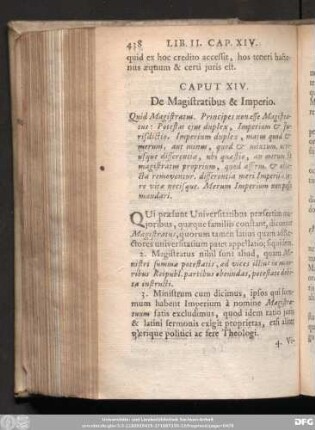 Caput XIV. De Magistratibus & Imperio.