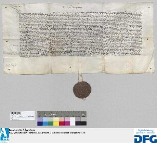 Das Landgericht des Burggraftums Nürnberg stellt ein Vidimus aus von dem Derogationsprivileg des Königs Sigismund von 19. Januar 1414 und dessen Erneuerung vom 8. November 1414 für die Stadt Nürnberg.