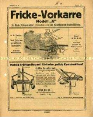 Vorkarre für Binder, Getreidemäher, Grasmäher und für alle anderen Maschinen mit Deichselführung