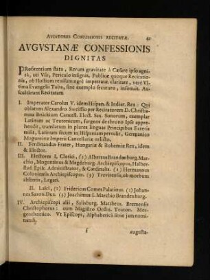 41-72, Augustanae Confessionis Dignitas