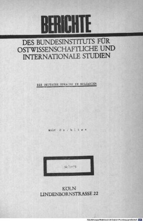 Die deutsche Sprache in Bulgarien