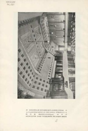 Vereinshaus des Berliner Lehrervereins. Alexanderstrasse 41 und Kurze Strasse 3-5. Grosser Festsaal