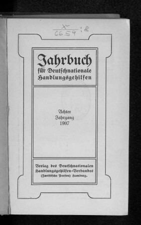 8.1907: Jahrbuch für deutschnationale Handlungsgehilfen