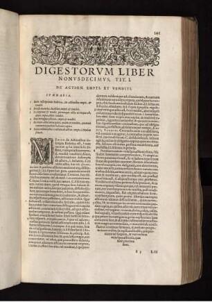 Digestorvm Liber Nonvsdecimvs, Tit. I. De Action. Empti et Venditi