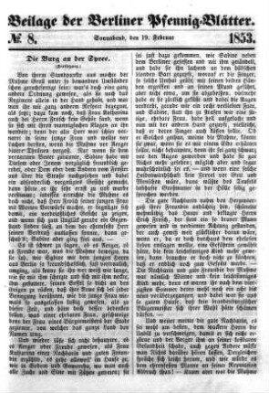 Beilage: No. 8, Sonnabend, den 19. Februar