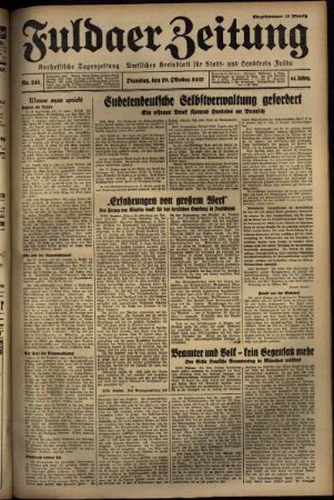 Erste Ausgabe vom Dienstag, den 19. Oktober 1937.