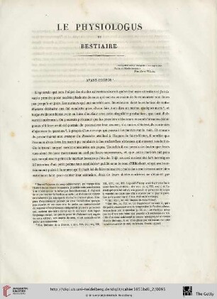 Le Physiologus ou bestiaire