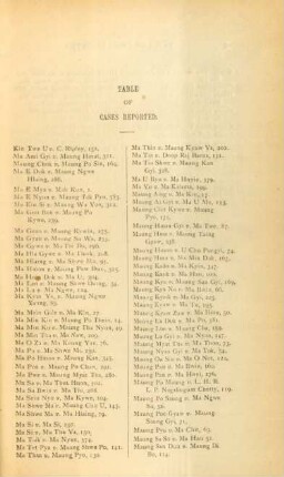 Table of cases reported