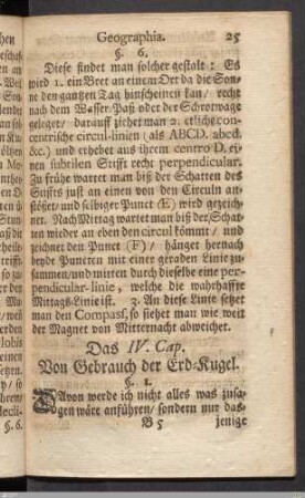Das IV. Cap. Von Gebracu der Erd-Kugel.