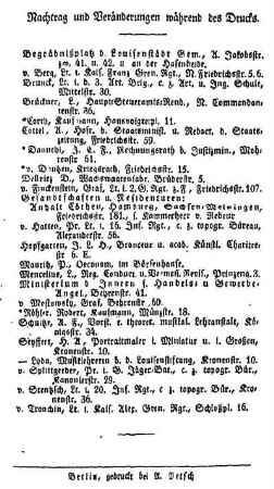 Nachtrag und Veränderungen während des Drucks