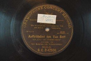 Auftrittslied des Van Bett aus "Czar und Zimmermann"
