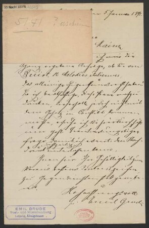 Brief an B. Schott's Söhne : 05.01.1892