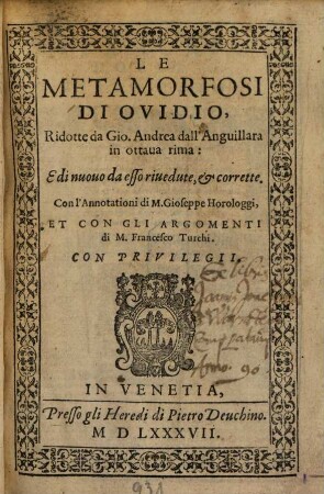 Le Metamorfosi Di Ovidio