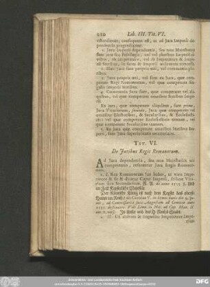 Tit. VI. De Iuribus Regis Romanorum.