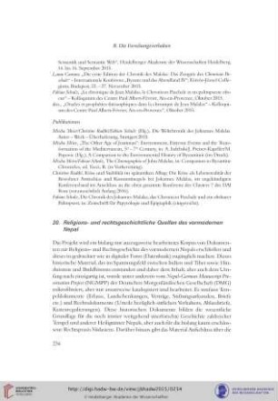 20. Religions- und rechtsgeschichtliche Quellen des vormodernen Nepal