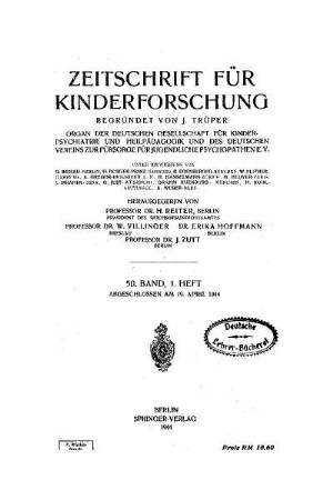 50: Zeitschrift für Kinderforschung - 50.1944