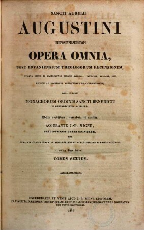 Sancti Aurelii Augustini, Hipponensis episcopi, opera omnia, 6
